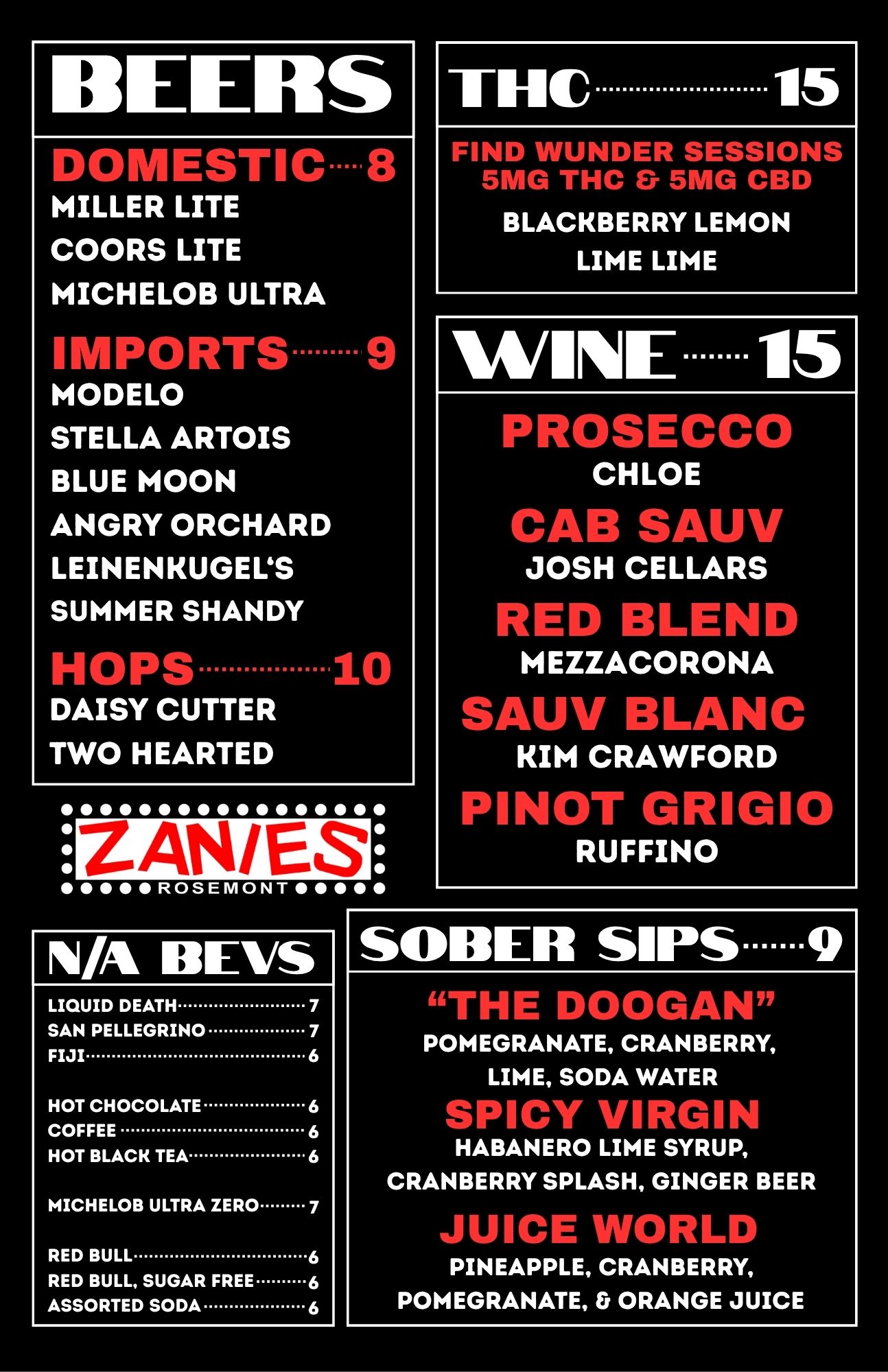 Club menu